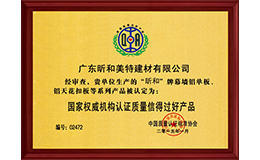 质量信得过好产品证书